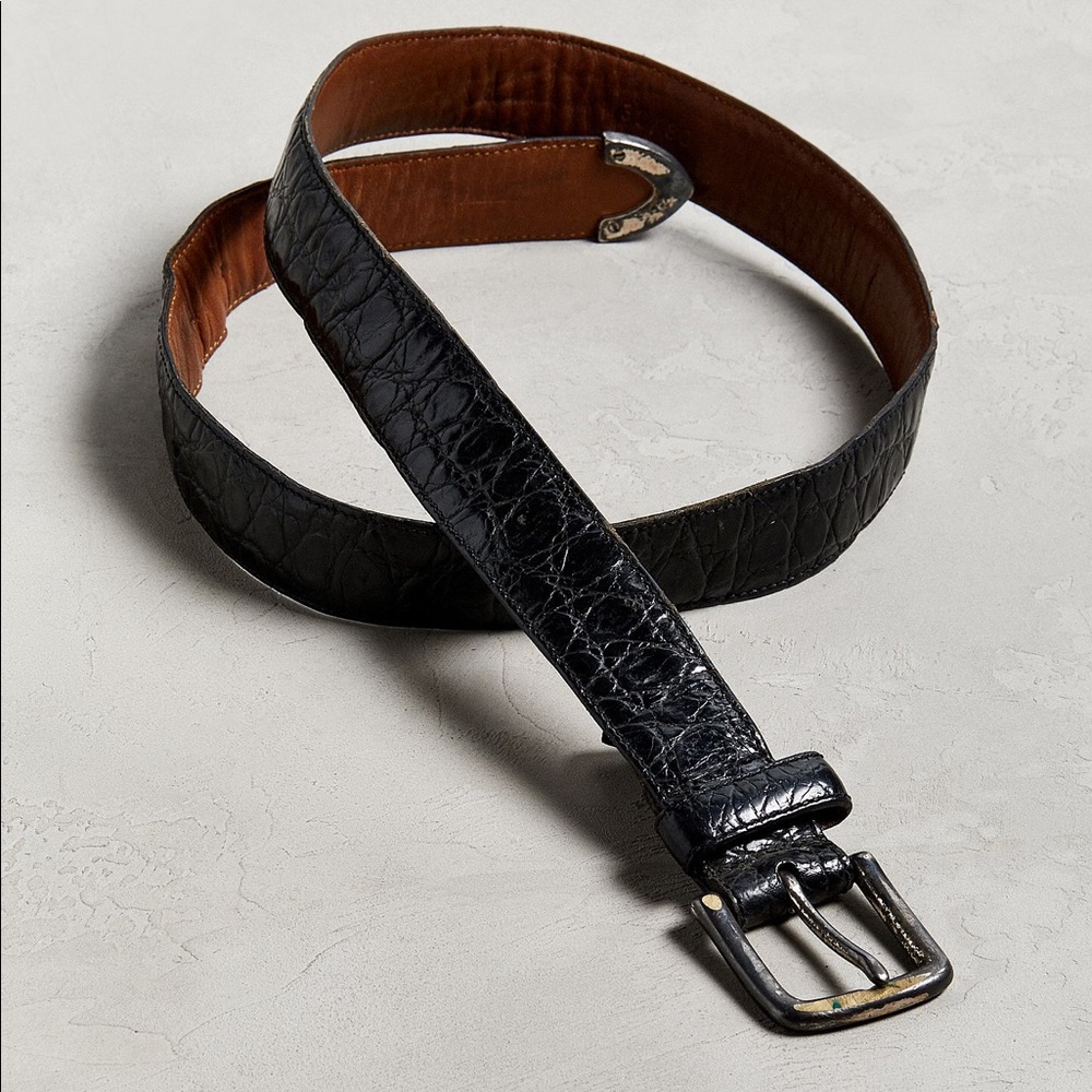 NWT urban outfitters leather belt snakeskin large buckled buckle belts black